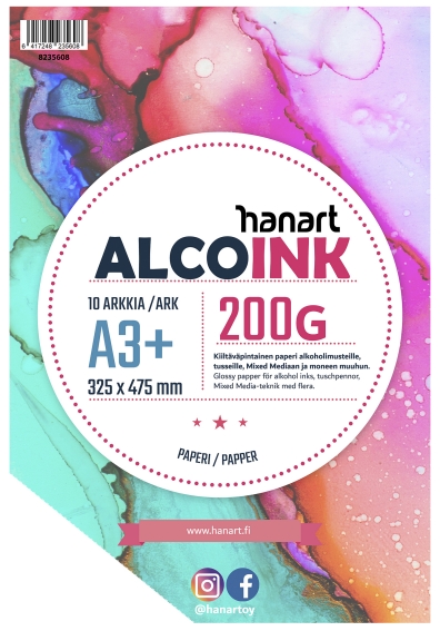 Hanart AlcoInk taidepaperi 200g A4+ 10 kpl
