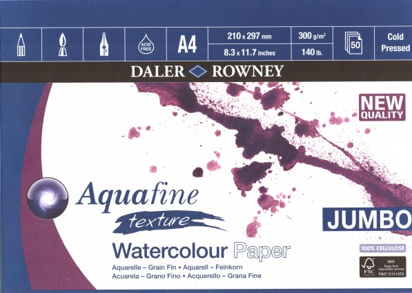 Aquafine A4 300g (50) Jumbo texture watercolor pad